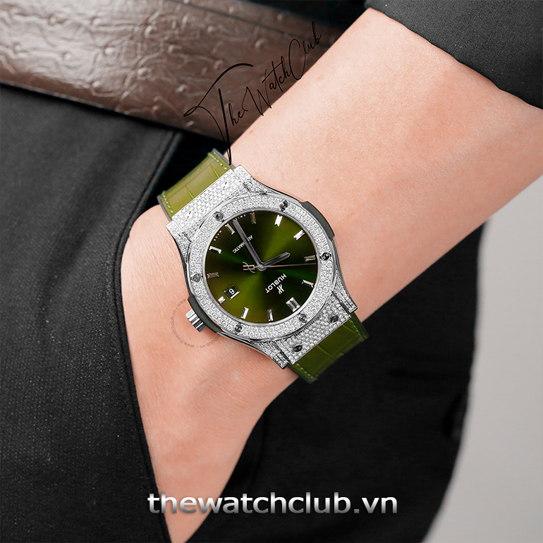 Đồng hồ nam Hublot Classic Fusion Pave 42mm Green 542.NX.8970.LR