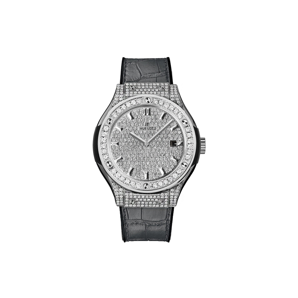 Đồng hồ nữ Hublot Classic Fusion Grey Full Diamond 33mm 581.NX.7071.LR