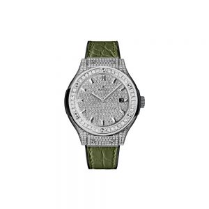 Đồng hồ nữ Hublot Classic Fusion Green Full Diamond 33mm 581.NX.8970.LR