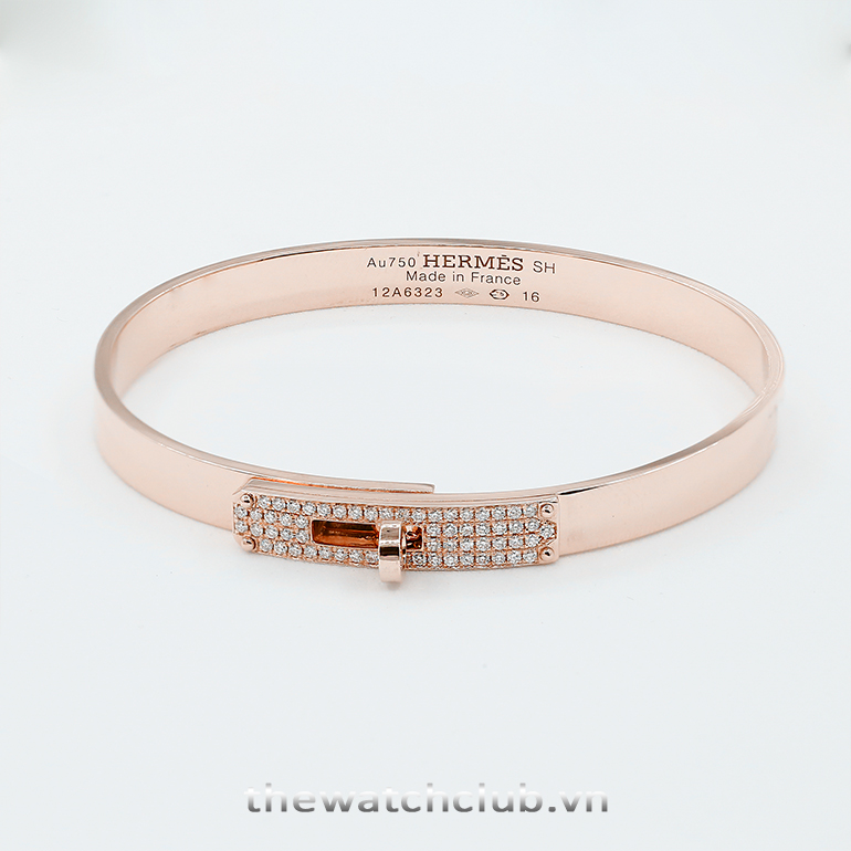 Lắc tay Hermes Kelly Bracelet Rose Gold Diamond