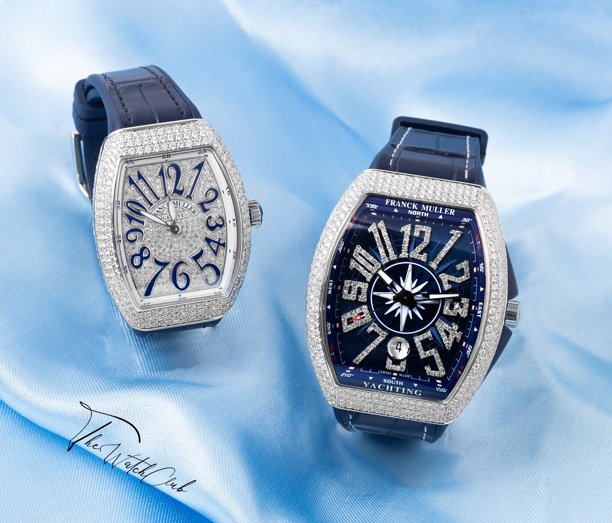 Đồng hồ nữ Franck Muller Vanguard V32 Blue Full Diamond