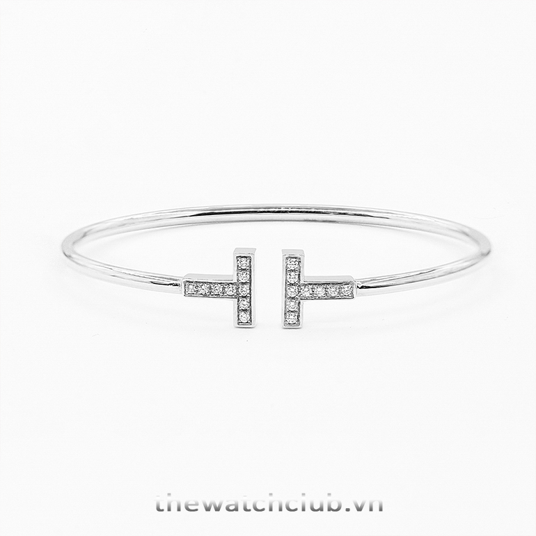 Vòng tay Tiffany Wire Bracelet White Gold Diamond