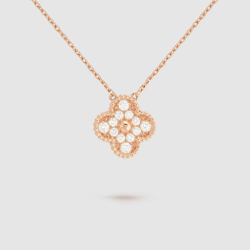 Dây Chuyền Van Cleef Alhambra pendant Rose Gold Diamonds