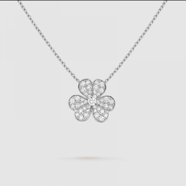 SOLO CLOVER VAN CLEEF STYLE DIAMOND PENDANT IN 14K WHITE GOLD 0.56CT | M.A.  Jewelers