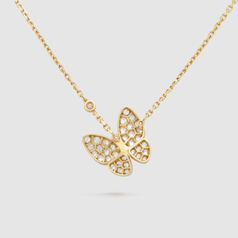 Dây Chuyền Van Cleef Two Butterfly Pendant Gold Diamond